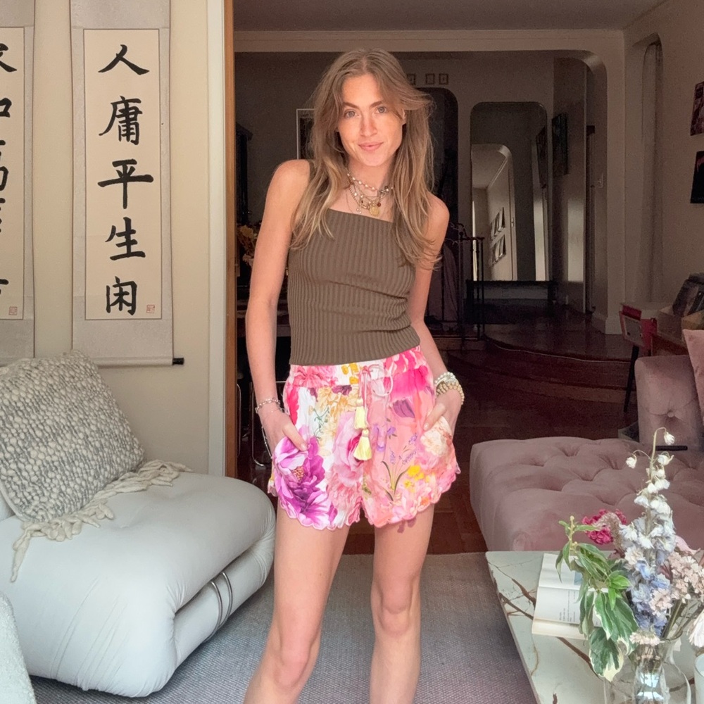 Rococo Sand Drawstring Floral Shorts